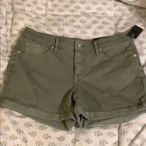 army green denim shorts